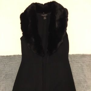 White House black market fur trimmed vest